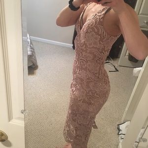 Marie Spaghetti Strap Crochet Midi in ice pink